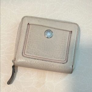 Coach Cream Leather Zip Around Wallet